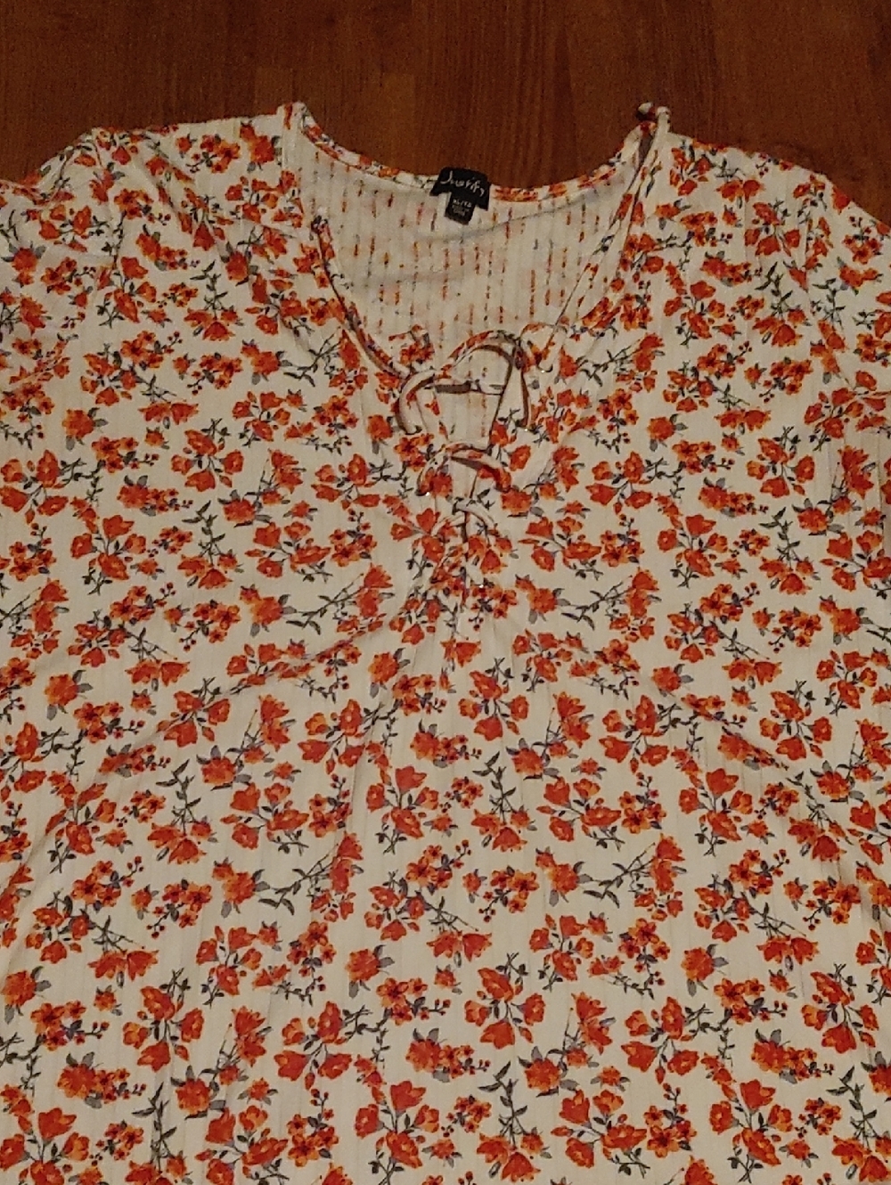 ✅$7 Add On Justify Pink Floral Lace-Up V-Neck Blouse Sz XL